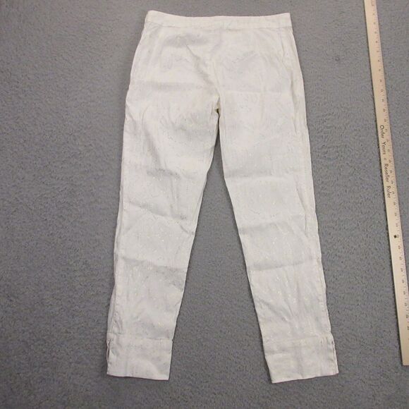 120% Lino Womens Linen Blend Pants size 42 Metallic Trousers Resort Island Coast - Picture 7 of 11